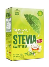 Hộp 50 Gói Đường Ăn Kiêng Lá Cỏ Ngọt STEVIA Tropicana Slim Dành Cho Người Tiểu Đường Và Ăn Kiêng giảm câm