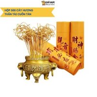 Hộp 500 Nén Hương Cuốn Tàn Nhũ Vàng CMS Nhang Cuộn Thần Tài Chiêu Tài Lộc Ít Khói Không Độc Hại