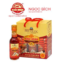 Hộp 6 chai thủy tinh nước mắm Phú Quốc Khải Hoàn 43 độ đạm (90ml/ Chai)