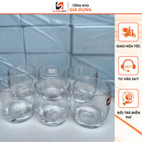 Hộp 6 Cốc Bầu Thiết Kế Trơn Chất Liệu Thủy Tinh Trong Suốt , Bộ Cốc Hình Chữ U Không Tay Cầm 350ml