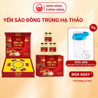 Hộp 6 hũ yến sào 70ml đông trùng hạ thảo hồng sâm, đường phèn, nhân sâm, vi cá mập - Trứng Store