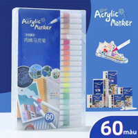 Hộp 60 Bút Màu Acrylic Marke Cao Cấp Chống Nước Màu Sắc Tươi Sáng - Bút Lông Vẽ Trên Nhiều Chất Liệu