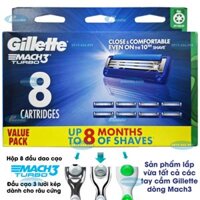 Hộp 8 lưỡi dao cạo râu Gillette Mach3 Turbo (đầu cạo 3 lưỡi kép)