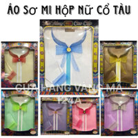 Hộp Áo Quần Sơ Mi Nữ ( Vàng Mã ) Cổ Tàu Thắt Nơ Hàng Cao Cấp Màu Sắc Ngẫu Nhiên