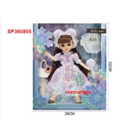 Hộp baby 1c khớp, mắt thủy tinh mái ngố tai thỏ + túi xách + lược, WX212-18 -SP360805