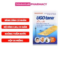 Hộp Băng dính cá nhân y tế UGOTANA miếng to 38x72mm Hộp 30 miêng Không thấm nước, băng vết thương đứt tay