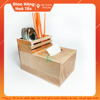 Hộp Bằng Gỗ Cao Cấp Đựng Đũa, Muỗng, Nĩa , Thìa, Giấy Ăn, Ống Hút – Dụng Cụ Quán Ăn Nhà Hàng