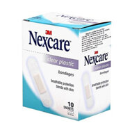 Hộp băng keo cá nhân trong suốt 3M Nexcare Clear, 10 miếnggói, 10 gói hộp, sản xuất tại Thái Lan