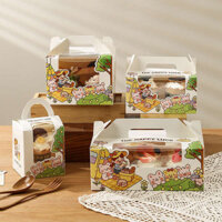 hộp bánh kem Hộp bánh sinh nhật hoạt hình dễ thương hộp đựng bánh nướng di động mousse cốc giấy hộp đóng gói dùng một lần