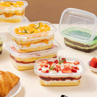 hộp bánh kem Hộp bánh Tiramisu Hộp đóng gói bánh sữa đậu nành tràm mousse tráng miệng đóng gói trong suốt dùng một lần hình chữ nhật nhỏ