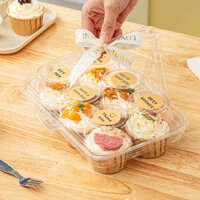 hộp bánh kem Hộp đóng gói bánh cốc giấy cầm tay mới trong suốt 4 viên 6 viên tráng miệng hộp đóng gói cốc muffin