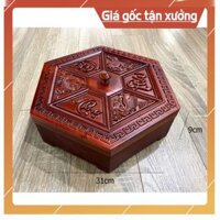 Hộp bánh kẹo tết, Khay Mứt Phúc Lộc Thọ - Gỗ Hương Cao Cấp