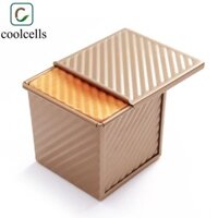 Hộp bánh mì nướng khối COOLCELLS, Chảo nướng vuông bằng thép Carbon chống dính, Dụng cụ nhà bếp Mini có nắp khuôn bánh mì sâm panh Bột