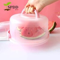 Hộp Bánh Nhựa SPDD, Hộp Đựng Bánh Tay Cầm Tròn Có Thể Gập Lại, Dụng Cụ Nhà Bếp 8 / 10 Inch Có Thể Tái Sử Dụng Với Nắp Cao Vỏ Bánh Dã Ngoại