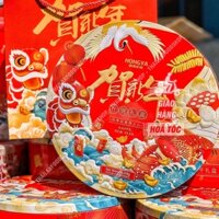 Hộp Bánh Quà Tết - Hộp Bánh Quy Cá Chép Hóa Rồng (Ông Lân) Hộp Tròn 268Gram
