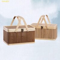 Hộp Bánh Trung Thu HAVEN, Giỏ Tre Dệt Cổ Điển, Dụng Cụ Tổ Chức Bánh Mì Thanh Lịch Tự Nhiên Có Nắp Hộp Đựng Trứng Bãi Biển