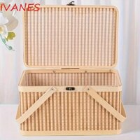 Hộp Bánh Trung Thu IVANES, Giỏ Tre Dệt Tự Nhiên, Hộp Đóng Gói Lễ Hội Thanh Lịch Vintage Dung Tích Lớn Hộp Đựng Trứng Tiệc Cưới