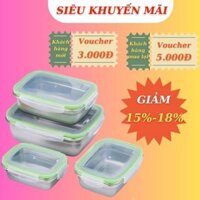 Hộp Bảo Quản Chữ Nhật Inox Cao Cấp Có Nắp Khóa Nhiều Dung Tích, Khay Inox Đa Năng Tiện Lợi