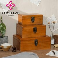 Hộp Bảo Quản COVIEEZB, Hộp Trang Sức Cổ Điển Bằng Gỗ, Dung Tích Lớn Có Khóa Hộp Đựng Mỹ Phẩm Đa Năng Tinh Tế Quà Tặng