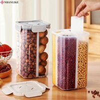 Hộp Bảo Quản Ngũ Cốc NBANLIKE, Hộp Bảo Quản Chia Kín Vuông, Nhựa Chống Ẩm Thiết Thực Có Nắp Hộp Bảo Quản Thực Phẩm Cho Gia Đình