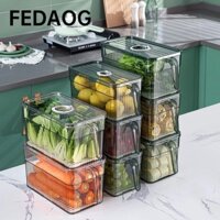 Hộp Bảo Quản Nhà Bếp FEDAOG, Đồng Hồ Hẹn Giờ Giỏ Rau Củ Quả Dung Tích Lớn, Khay Thoát Nước Có Tay Cầm Trong Suốt Tủ Lạnh Hộp Đựng Nhà Bếp