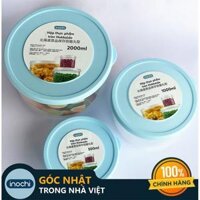 Hộp Bảo Quản Thực Phẩm Hokkaido Tròn - Nhựa Cao Cấp Trong Suốt Bền Kín Chịu Nhiệt Cao Hàng Xuất Nhật - 2500 ml,Trắng trong