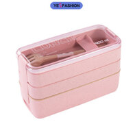 Hộp Bento có thể xếp chồng lên nhau Yesfashion, Hộp cơm trưa 3 lớp có nĩa và thìa, 3 thiết kế, Khay ngăn có thể tháo rời, Bộ hộp cơm trưa hình chữ nhật cho bé trai, bé gái, trẻ em