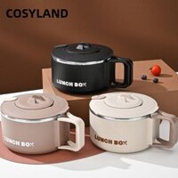 Hộp Bento COSYLAND, Bát mì ăn liền tròn bằng thép không gỉ 304, có nắp có tay cầm Hộp cơm trưa di động