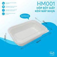 Hộp bột giấy dùng 1 lần nắp nhựa PET đựng salad, thức ăn các loại size 600ml [ 𝙃𝙖̀𝙣𝙜 𝘾𝙝𝙞́𝙣𝙝 𝙃𝙖̃𝙣𝙜 ]