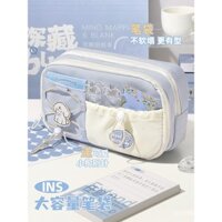 Hộp bút chì dung tích lớn màu xanh sữa muối biển phổ biến Dành cho bé gái, phong cách Ins cao cấp, học sinh tiểu học, hộp bút chì trẻ em, siêu phổ biến mới 2025, thiết kế đơn giản độc đáo cho học sinh trung học, thiết kế độc đáo 2025