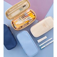 Hộp bút cỡ Lớn vải Canvas Loại 1 có thể giặt được, túi bút học sinh, hộp bút văn phòng phẩm vintage nam nữ B146 - Hồng