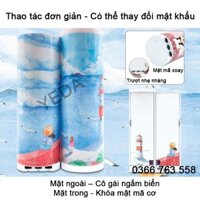 Hộp bút đa năng CÓ MẬT KHẨU XOAY siêu sịn tặng kèm gương soi+ máy tính+ bút viết bảng trắng+ giẻ lau bảng+thời khóa biểu