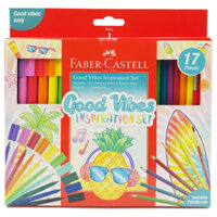 Hộp Bút Màu Sáng Tạo FABER CASTELL Good Vibes (10 Bút Lông Màu + 6 Chì Màu Nước +1 Cọ)