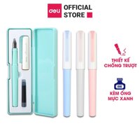 Hộp bút máy kèm ống mực xanh cao cấp Deli - Màu macaron - A932 - Ghi Xám