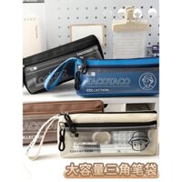 Hộp bút TACOTACO phổ biến, hộp bút trong suốt dung tích lớn, túi văn phòng phẩm nhiều lớp cho nam nữ học sinh trung học, phong cách Ins, hộp bút hình tam giác đơn giản, hộp bút đặc biệt cho kỳ thi tiểu học