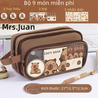 Hộp bút trong suốt hình Capybara - Túi đựng bút dễ thương đa năng cho học sinh nữ