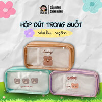 Hộp bút trong suốt nhiều ngăn nhiều màu sắc dễ thương