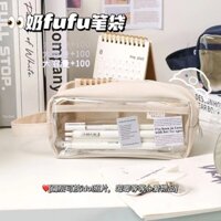 Hộp bút trong suốt tối giản, thẩm mỹ cao, dành cho học sinh tiểu học và trung học, phong cách rừng, hộp bút đặc biệt dung tích lớn
