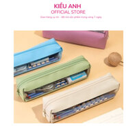 Hộp Bút Túi Đựng Bút Màu Vintage Trong Suốt Deli -Bóp Viết Học Sinh Sức Chứa Lớn-VPP Kiều Anh