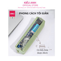 Hộp Bút Túi Đựng Bút Màu Vintage Trong Suốt Deli - Bóp Viết Học Sinh Sức Chứa Lớn