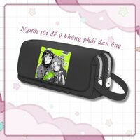 Hộp bút vải canvas khóa trắng NGƯỜI MÀ TÔI ĐỂ Ý KHÔNG PHẢI LÀ ĐÀN ÔNG girl love manhwa đi học tiện lợi