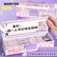 Hộp Bút WANYXR, Có Khóa Mật Khẩu Bút Chì Đa Năng, Hoạt Hình Dung Tích Lớn Văn Phòng Phẩm Hộp Bảo Quản Đồ Dùng Học Tập