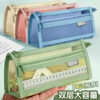hộp bút y2k bóp đựng viết Túi đựng bút túi đựng văn phòng phẩm chuyên dùng cho học sinh ôn thi bằng lưới trong suốt túi đựng bút chì trẻ em hộp đựng văn phòng phẩm dung tích lớn ba chiều hai lớp