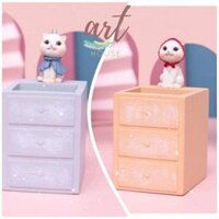 Hộp Cắm Bút Mèo Quàng Khăn Đỏ Công Chúa Dễ Thương - Art House - Mèo Công Chúa