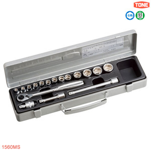 Hộp cần vặn và đầu khẩu TONE 17 chi tiết 3/8" 1560MS