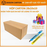 Hộp carton đóng gói hàng cho shop online size 28X10X10 cm - mua 100 tặng 1 dao rọc giấy - sản xuất bởi SÀI GÒN CARTON