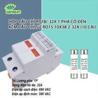 Hộp cầu chì RT18-32X 1 Pha có đèn kèm cầu chì sứ RO15 10x38 2-32A (combo 10 cái)