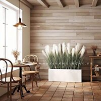 Hộp cây cỏ bông lau giả trang trí