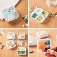 Hộp chia thuốc chữ nhật 4 ngăn hình thú 6.5×6.5cm