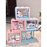 hộp chống bụi trang trí trưng bày figure nendoroid goods dạng lego miếng ghép có thể xếp chồng lên nhau